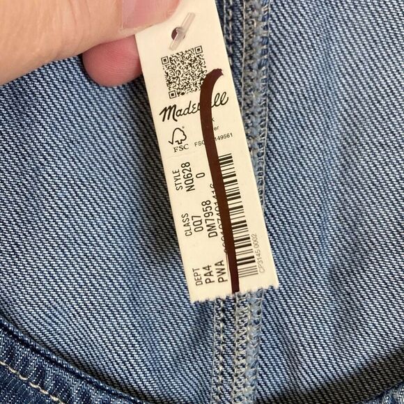 Madewell Pleated Waist Half Zip Denim‎ Dress in Pixie Wash Size 0 (Q6) - Picture 6 of 12